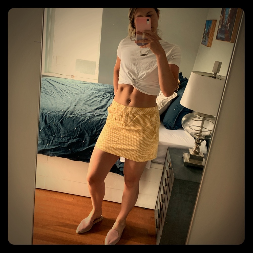 J.Crew factory yellow pattern mini skirt size 6